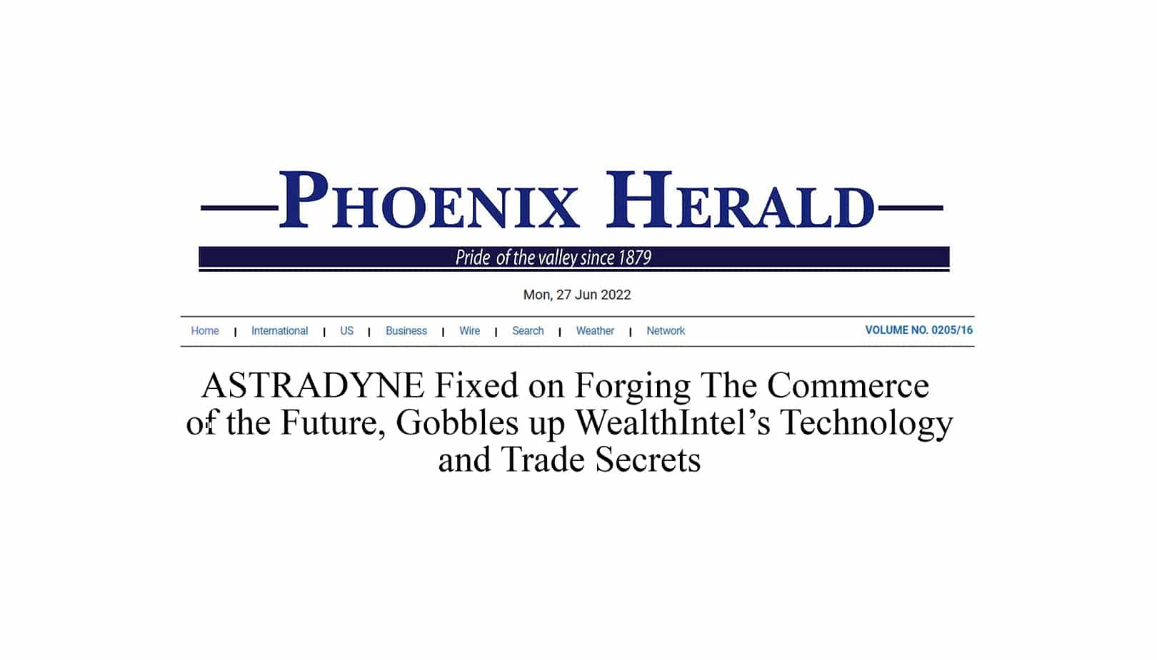 Astradyne Astral Dynamic Networks Phoenix Sun Article June 2022